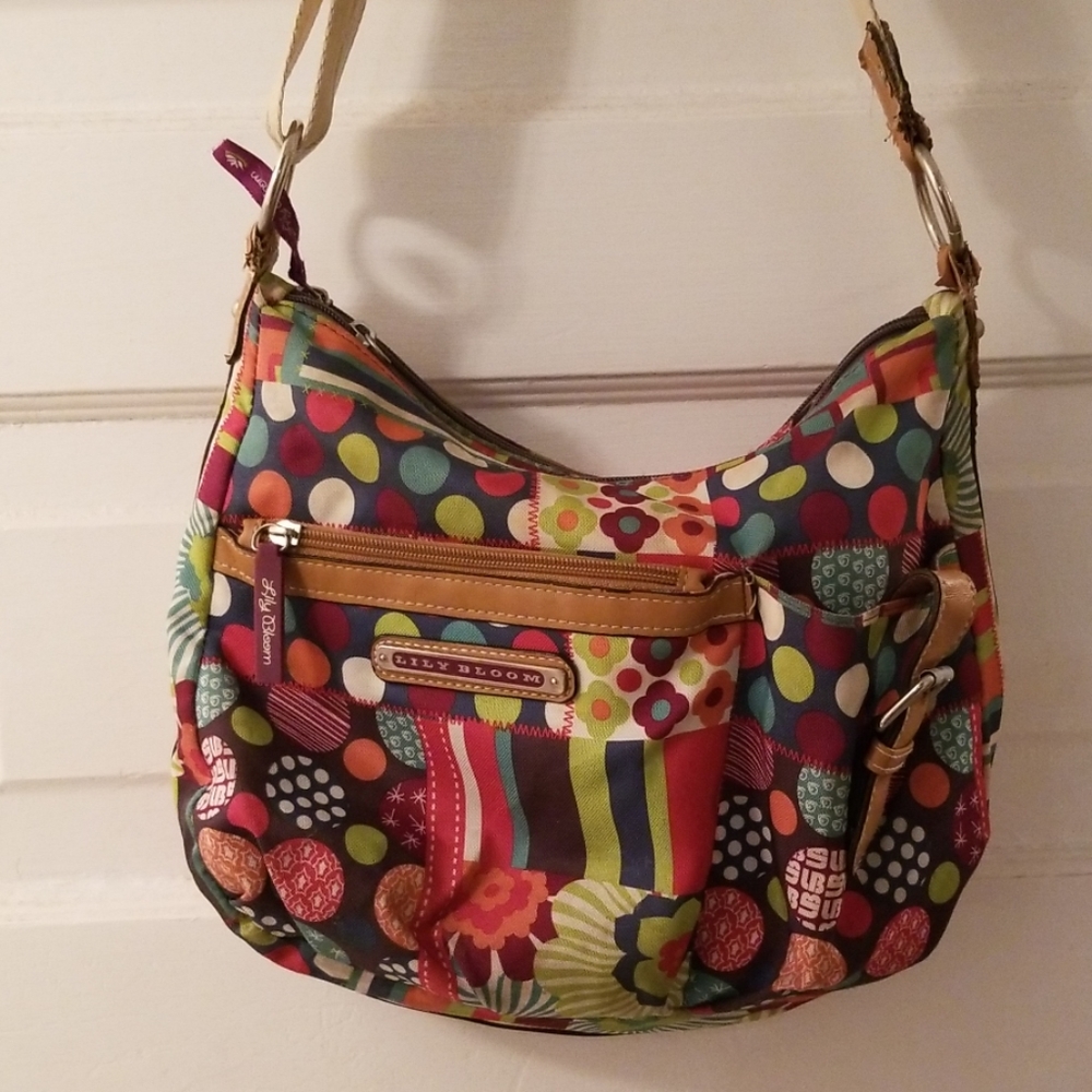 Lily Bloom flowers and dots crossbody bag purse